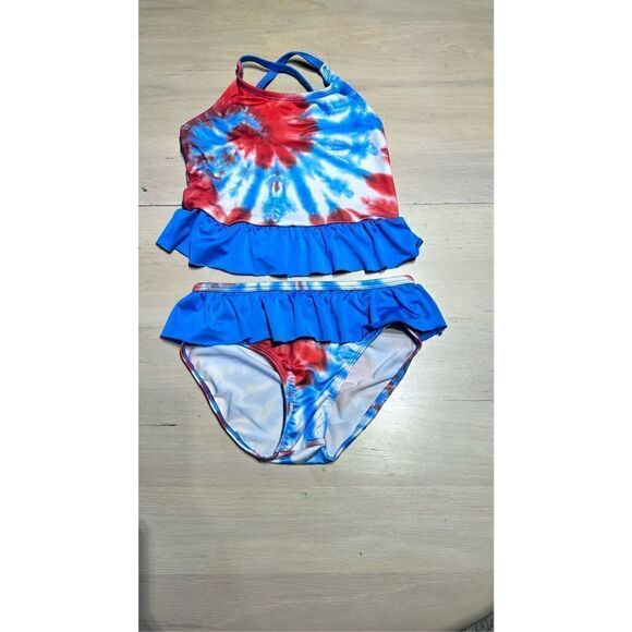 Bobbie Brooks Girls Tie Dye Tankini Set Bathing Suit Multi-Color Size Medium - Picture 1 of 9